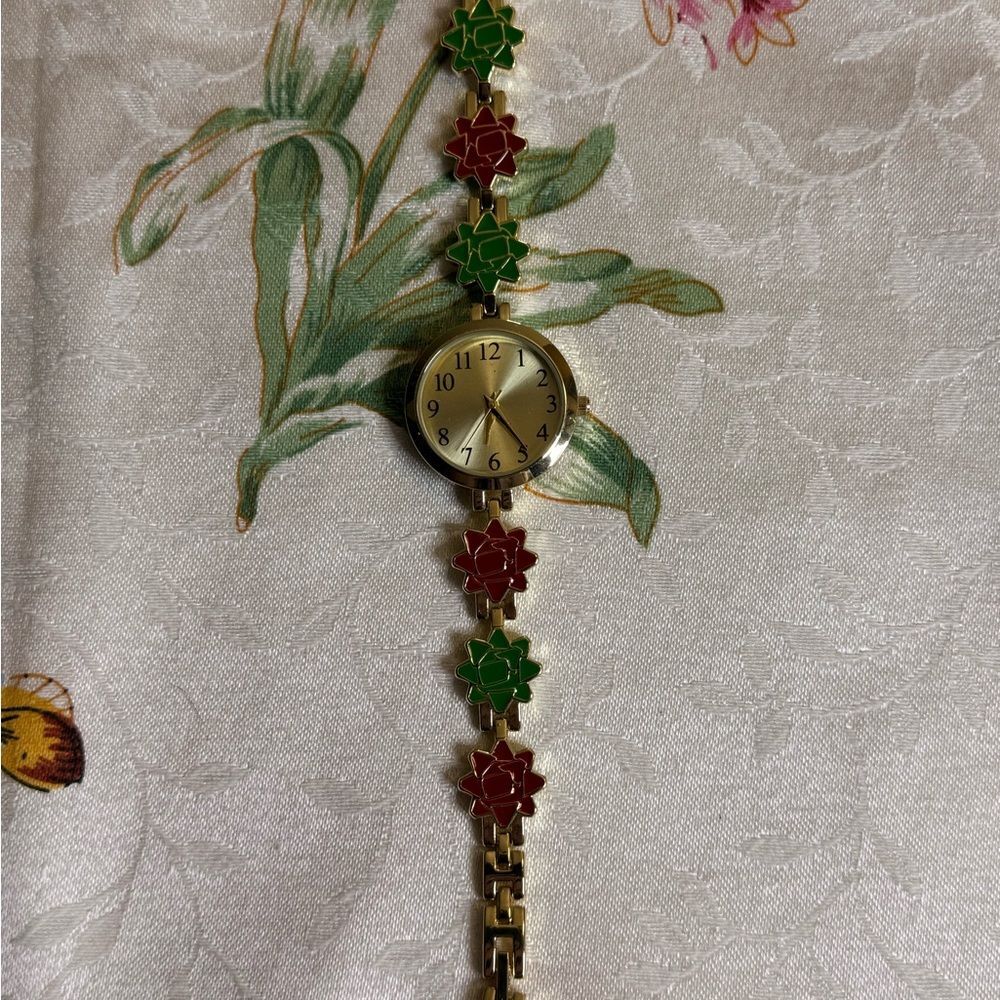 Floral Gold and Green Watch